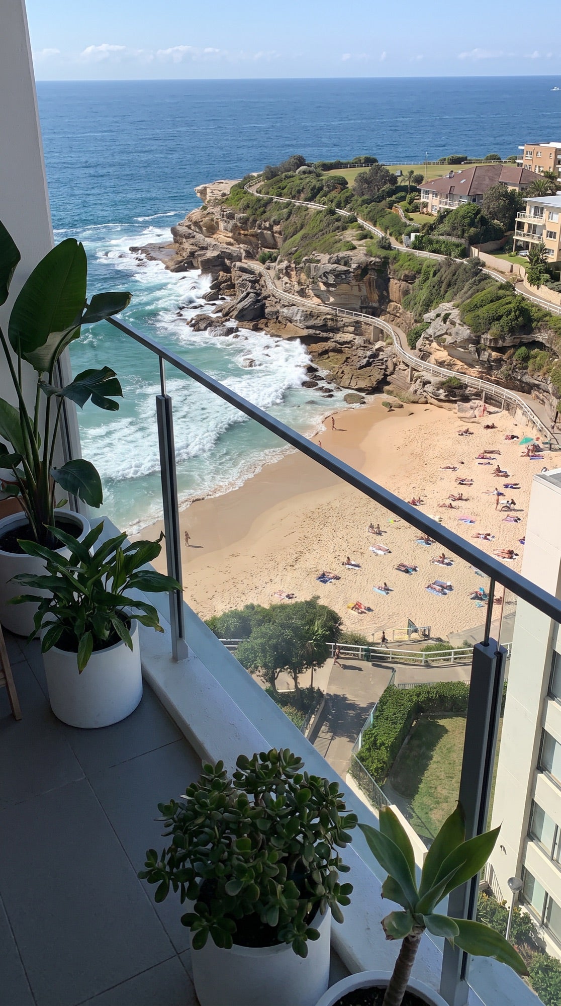 A Sydney balcony looking down over the beach